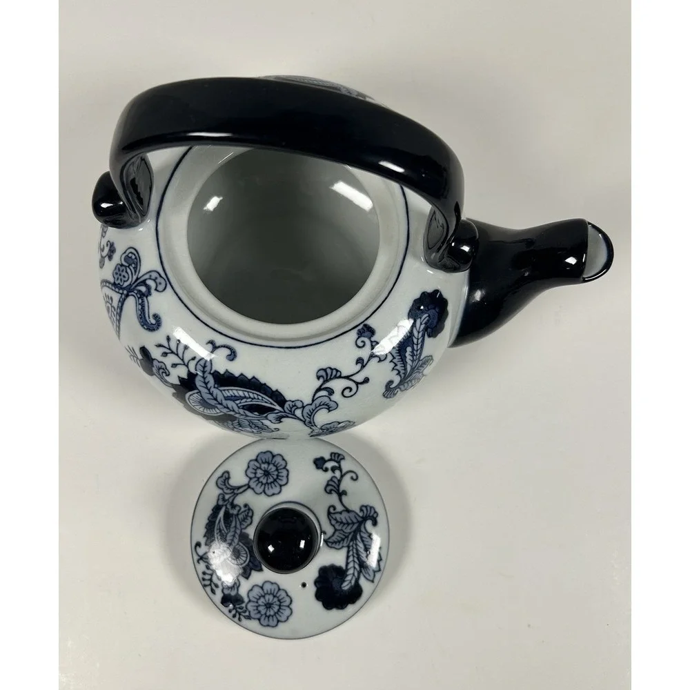Pier 1 Imports Ceramic Blue Onion Teapot VTG Paisley